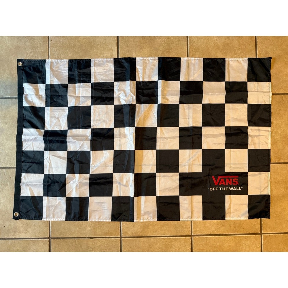 Vans Off The Wall Checkered Flag Black White Banner Room Decor